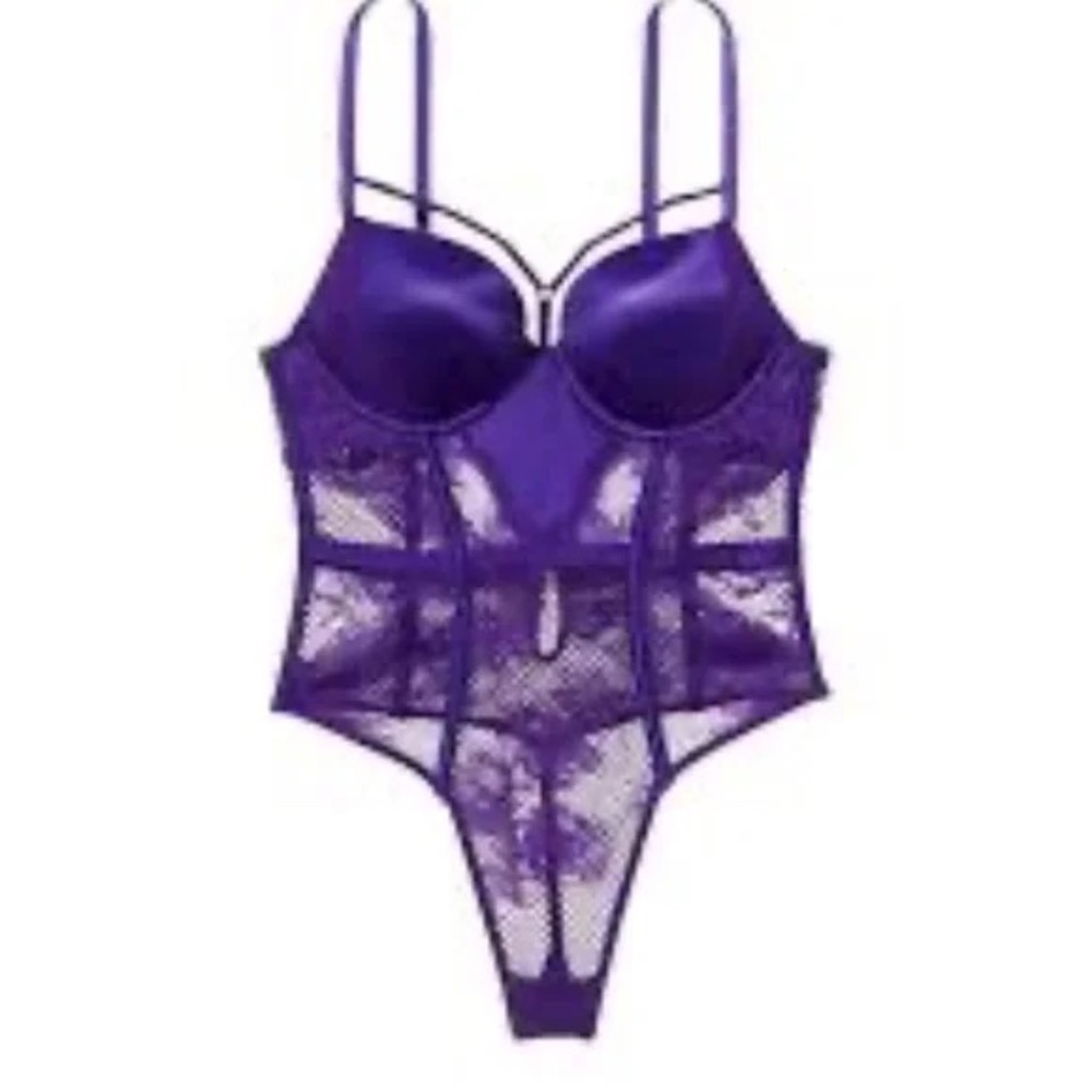 New! Victoria Secret Very Sexy Bombshell Fishnet Floral Teddy 45947